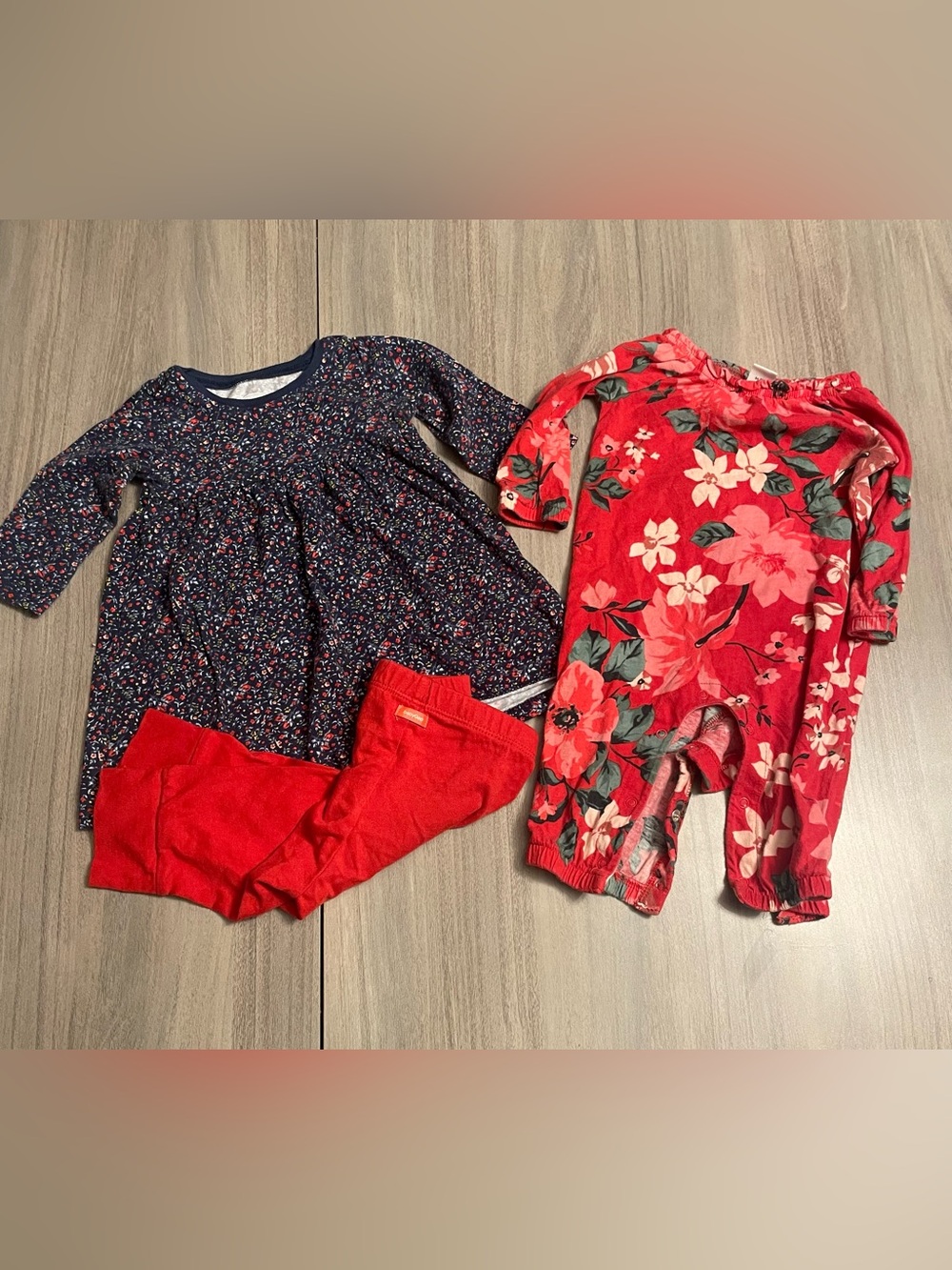 Baby Girl Floral Outfit Lot 3-6 Months - Dress, Pants & Romper